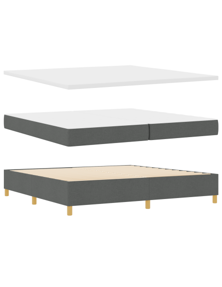 Letto a Molle con Materasso Grigio Scuro 200x200 cm in Tessuto
