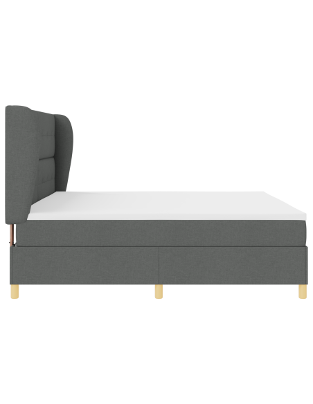 Letto a Molle con Materasso Grigio Scuro 200x200 cm in Tessuto