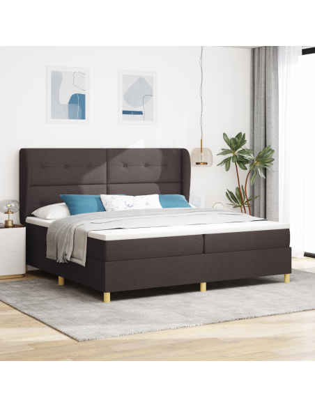 Letto a Box Spring con Materasso - Marrone Scuro, 200x200 cm, Tessuto
