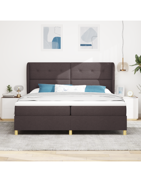 Letto a Box Spring con Materasso - Marrone Scuro, 200x200 cm, Tessuto