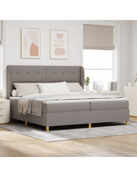Box Spring Bed con Materasso - Tortora 200x200 cm Tessuto