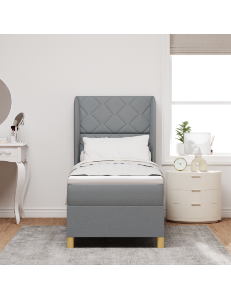 Letto a Box con Materasso Grigio Chiaro 80x200 cm Tessuto