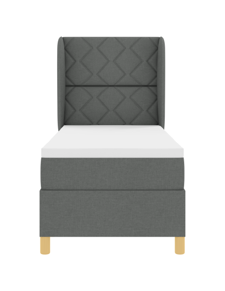 Letto a Box Spring con Materasso Grigio Scuro 80x200 cm in Tessuto