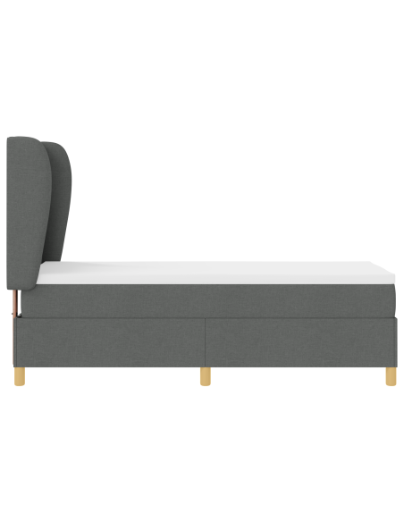 Letto a Box Spring con Materasso Grigio Scuro 80x200 cm in Tessuto