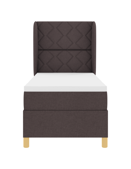 Letto a Box Spring con Materasso  Marrone Scuro 80x200 cm Tessuto