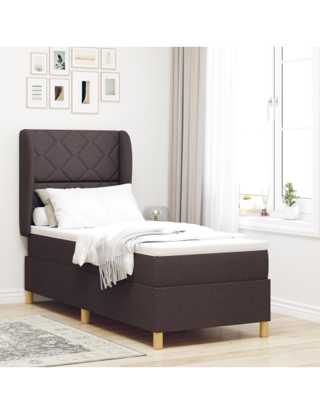 Letto a Box Spring con Materasso  Marrone Scuro 80x200 cm Tessuto