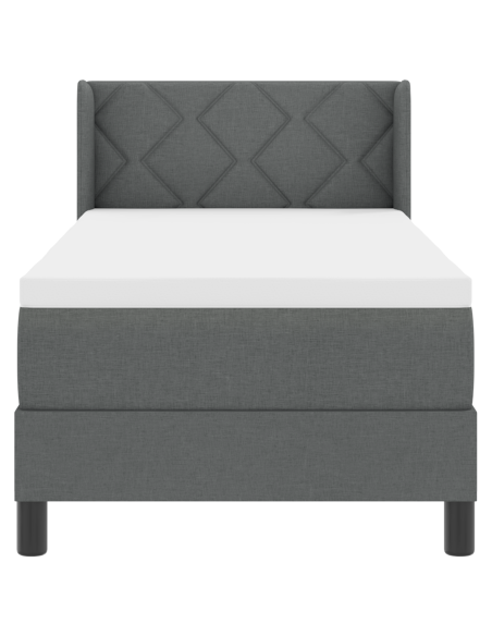 Letto con Box Spring  con Materasso Grigio Scuro 80x200 cm Tessuto