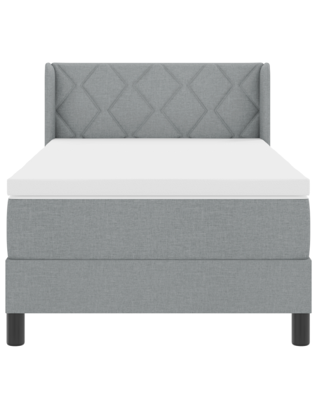 Letto a Molle  con Materasso Grigio Chiaro 100x200 cm Tessuto