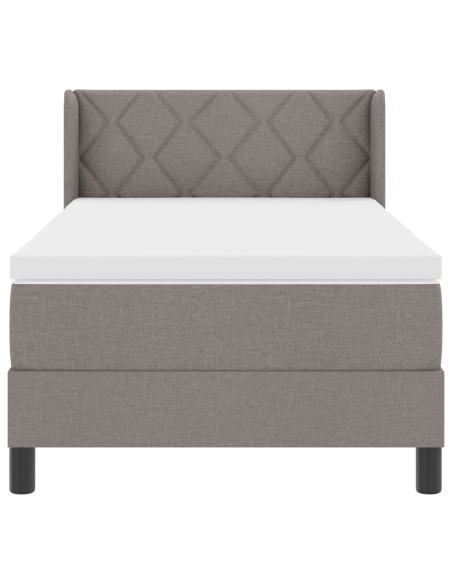 Letto con box spring  e materasso tortora 100x200 cm in tessuto
