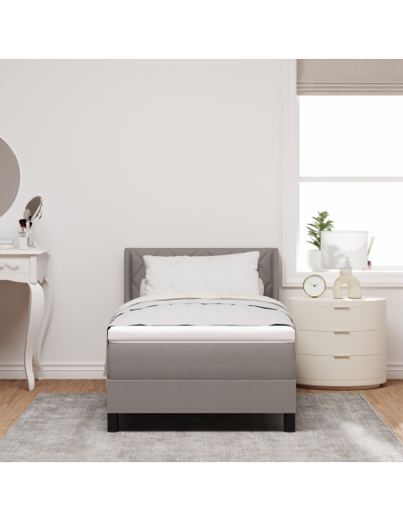 Letto con box spring  e materasso tortora 100x200 cm in tessuto