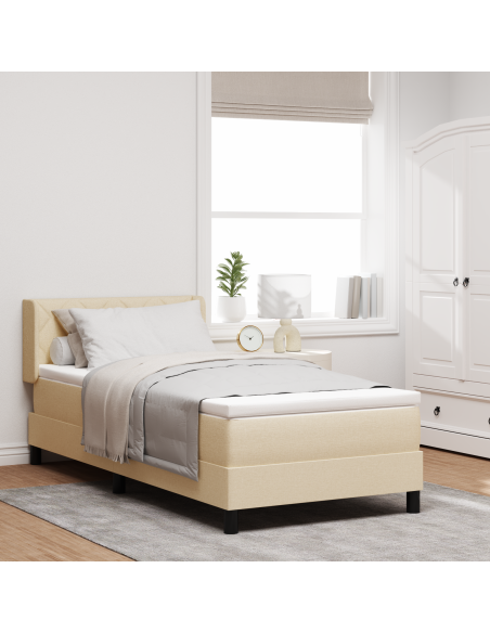 Letto a molle box  con materasso Panna 100x200 cm Tessuto