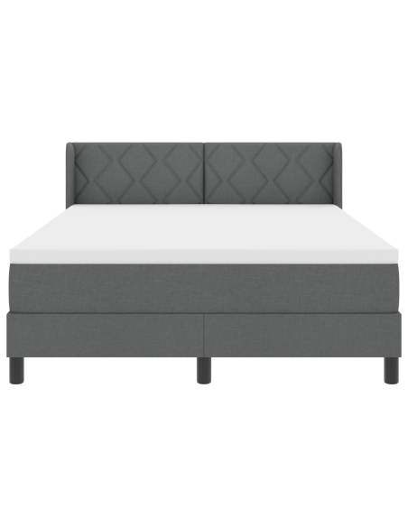 Letto con Box Spring e Materasso Grigio Scuro 140x190 cm in Tessuto