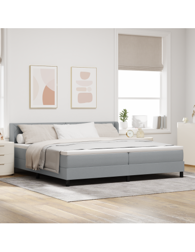 Letto a molle Grigio chiaro 200 x 200 cm Poliestere