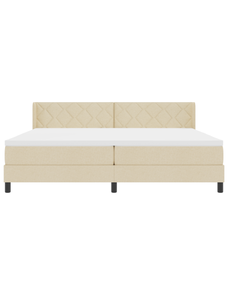 Letto a Molle  con Materasso Panna 200x200 cm Tessuto