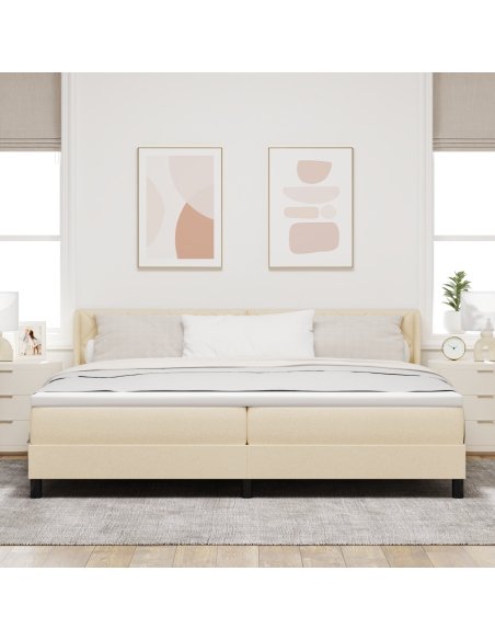 Letto a Molle  con Materasso Panna 200x200 cm Tessuto