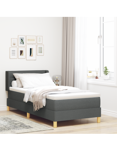 Letto a molle con materasso Grigio scuro 190 x 90 cm Poliestere