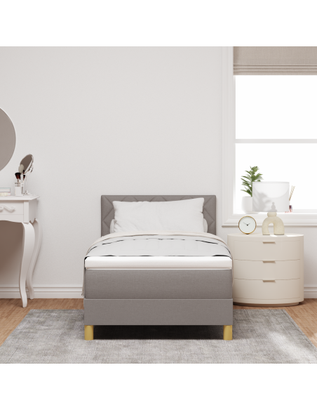 Letto a Box Spring con Materasso & LED Tortora 100x200 cm Tessuto