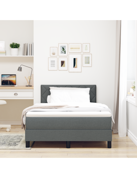 Letto con Rete a Molle e Materasso & LED Grigio Scuro 120x190 cm Tessuto