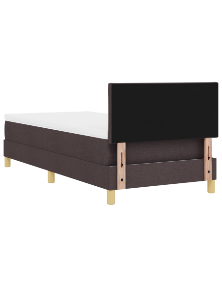 Letto Box Spring con Materasso e LED Marrone Scuro 90x190 cm in Tessuto