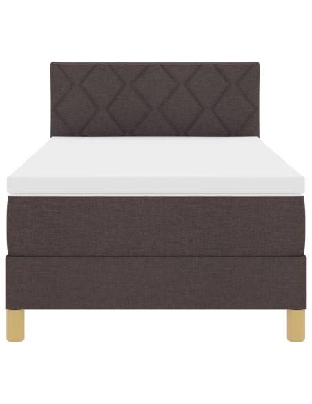 Letto Box Spring con Materasso e LED Marrone Scuro 90x190 cm in Tessuto