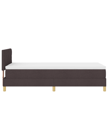 Letto Box Spring con Materasso e LED Marrone Scuro 90x190 cm in Tessuto