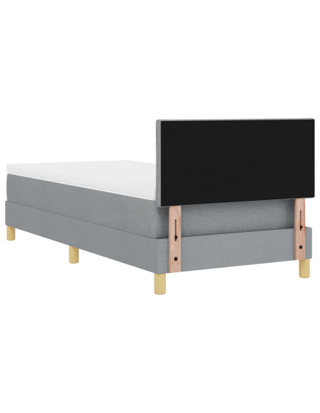 Letto Box Spring con Materasso & LED Grigio Chiaro 90x200 cm Tessuto