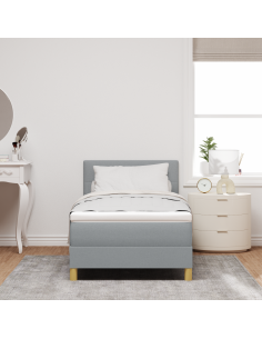 Letto a Sorgente LED con led Grigio chiaro 90 x 200 cm Tessuto