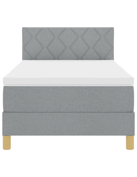 Letto Box Spring con Materasso & LED Grigio Chiaro 90x200 cm Tessuto
