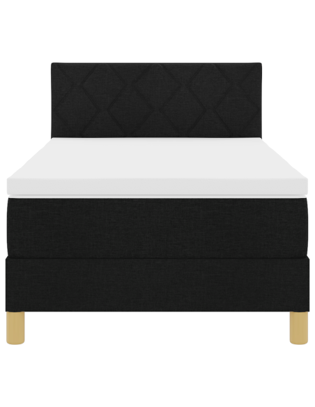 Letto con Rete a Molle con Materasso e LED Nero 90x200 cm Tessuto