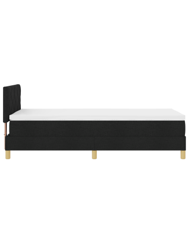 Letto a Sorgente LED con materasso Nero 90 x 200 cm Tessuto