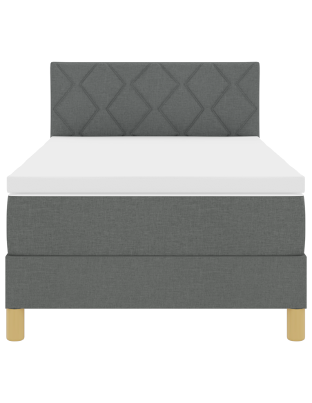 Letto con rete a molle con Materasso & LED Grigio scuro 100x200 cm Tessuto