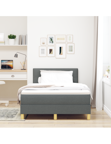 Letto a Sorgente LED con led Grigio scuro 120 x 190 cm Tessuto