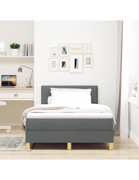 Letto a Sorgente LED con led Grigio scuro 120 x 190 cm Tessuto