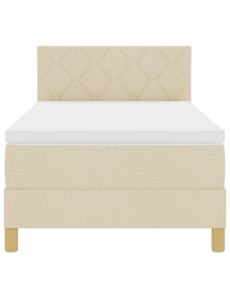Letto a Rete con Materasso e LED Panna 100x200 cm Tessuto