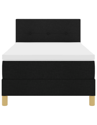 Letto a Sorgente LED con materasso Nero 90 x 190 cm Tessuto