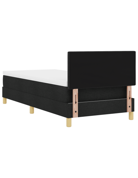 Letto a Sorgente LED con materasso Nero 90 x 200 cm Tessuto