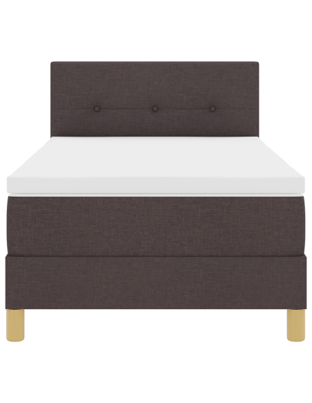 Letto con Box Spring con Materasso & LED Marrone Scuro 90x200 cm Tessuto