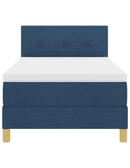 Letto Box Spring con Materasso e Luce LED Blu 90x200 cm Tessuto