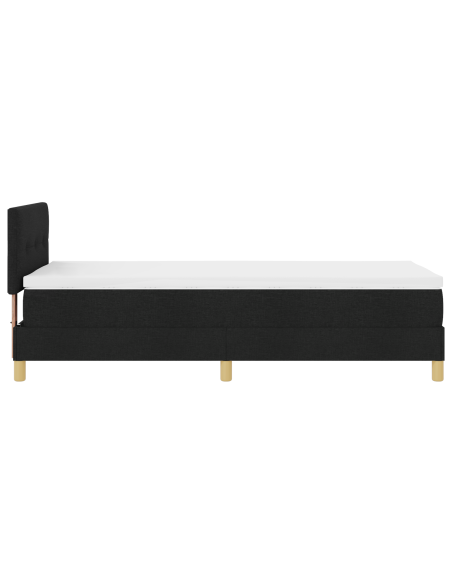 Letto a Sorgente LED con materasso Nero 100 x 200 cm Tessuto