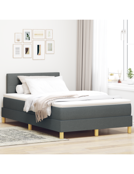 Letto con Box Spring e Materasso & LED Grigio Scuro 120x190 cm Tessuto