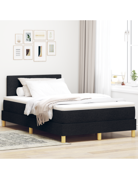 Letto con Box Spring e Materasso e LED Nero 120x200 cm Tessuto