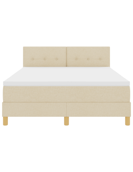 Letto con Box Spring e Materasso con LED Panna 140x190 cm Tessuto