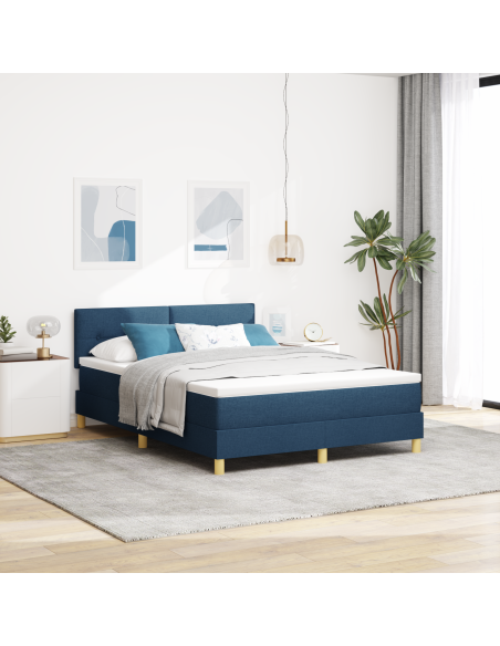 Letto con box spring con materasso & LED blu 140x190 cm tessuto