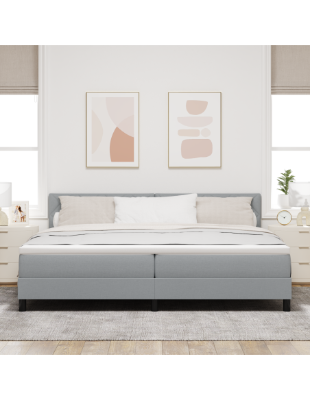 Letto con Box Spring e Materasso & LED Grigio Chiaro 200x200 cm Tessuto