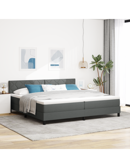 Letto Box Spring di con Materasso & LED Grigio Scuro 200x200 cm Tessuto