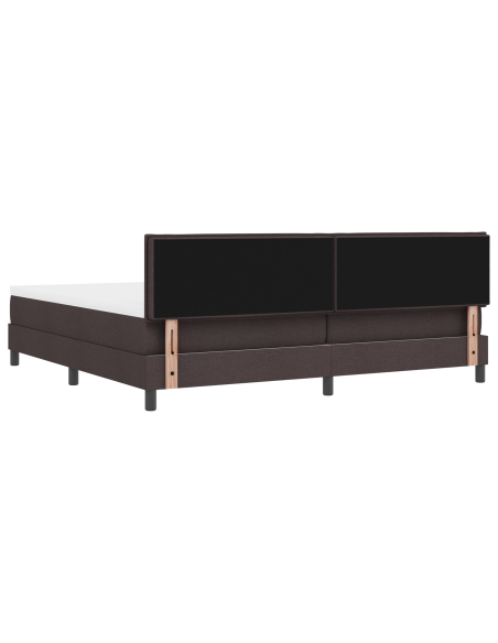 Letto con Box Spring e Materasso & LED Marrone Scuro 200x200 cm Tessuto