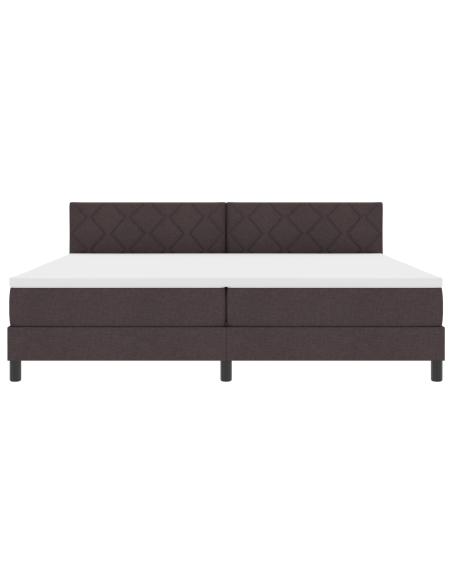 Letto con Box Spring e Materasso & LED Marrone Scuro 200x200 cm Tessuto
