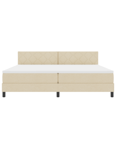 Letto a molle con materasso con led Crema 200 x 200 cm Tessuto
