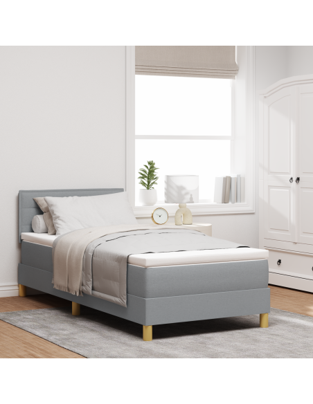 Letto a Rete con Materasso e LED Grigio Chiaro 80x200 cm Tessuto