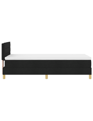 Letto a Sorgente LED con materasso Nero 90 x 190 cm Tessuto